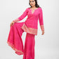 Pink matka silk embroidered gharara set