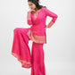 Pink matka silk embroidered gharara set