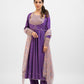Purple kora silk hand embroidered Anarkali set