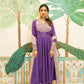 Purple kora silk hand embroidered Anarkali set