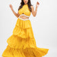 Yellow overlap crop top with layered skirt