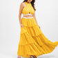Yellow overlap crop top with layered skirt