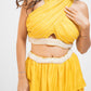 Yellow overlap crop top with layered skirt