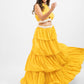 Yellow overlap crop top with layered skirt
