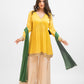 Yellow overlap crop top with layered skirt