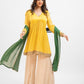Yellow overlap crop top with layered skirt