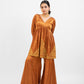 Copper brown embroidered sharara set