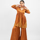 Copper brown embroidered sharara set