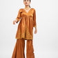 Copper brown embroidered sharara set