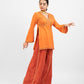 Rust orange embroidered palazzo set