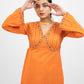 Rust orange embroidered palazzo set