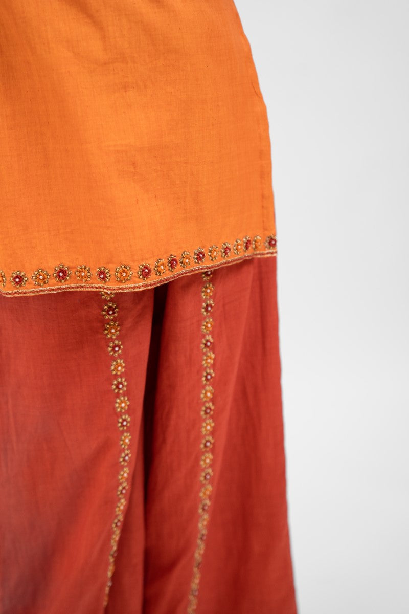 Rust orange embroidered palazzo set