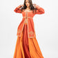 Rust orange embroidered panel top with skirt