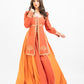 Rust orange embroidered panel top with skirt