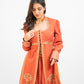 Rust orange embroidered panel top with skirt