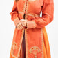 Rust orange embroidered panel top with skirt