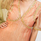 Peachy pink tissue organza embro gharara set