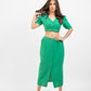 Green A-line skirt with crop top