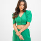 Green A-line skirt with crop top