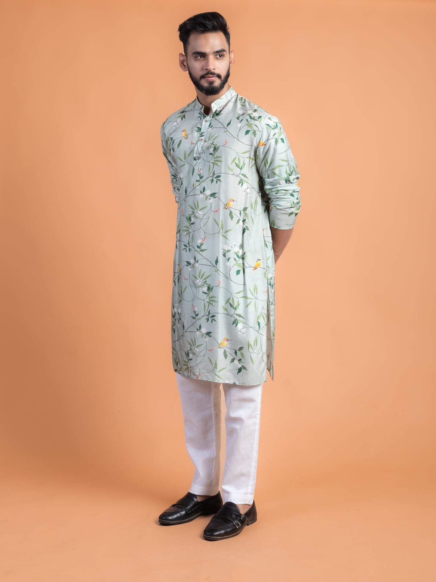 Birds and branches print kurta