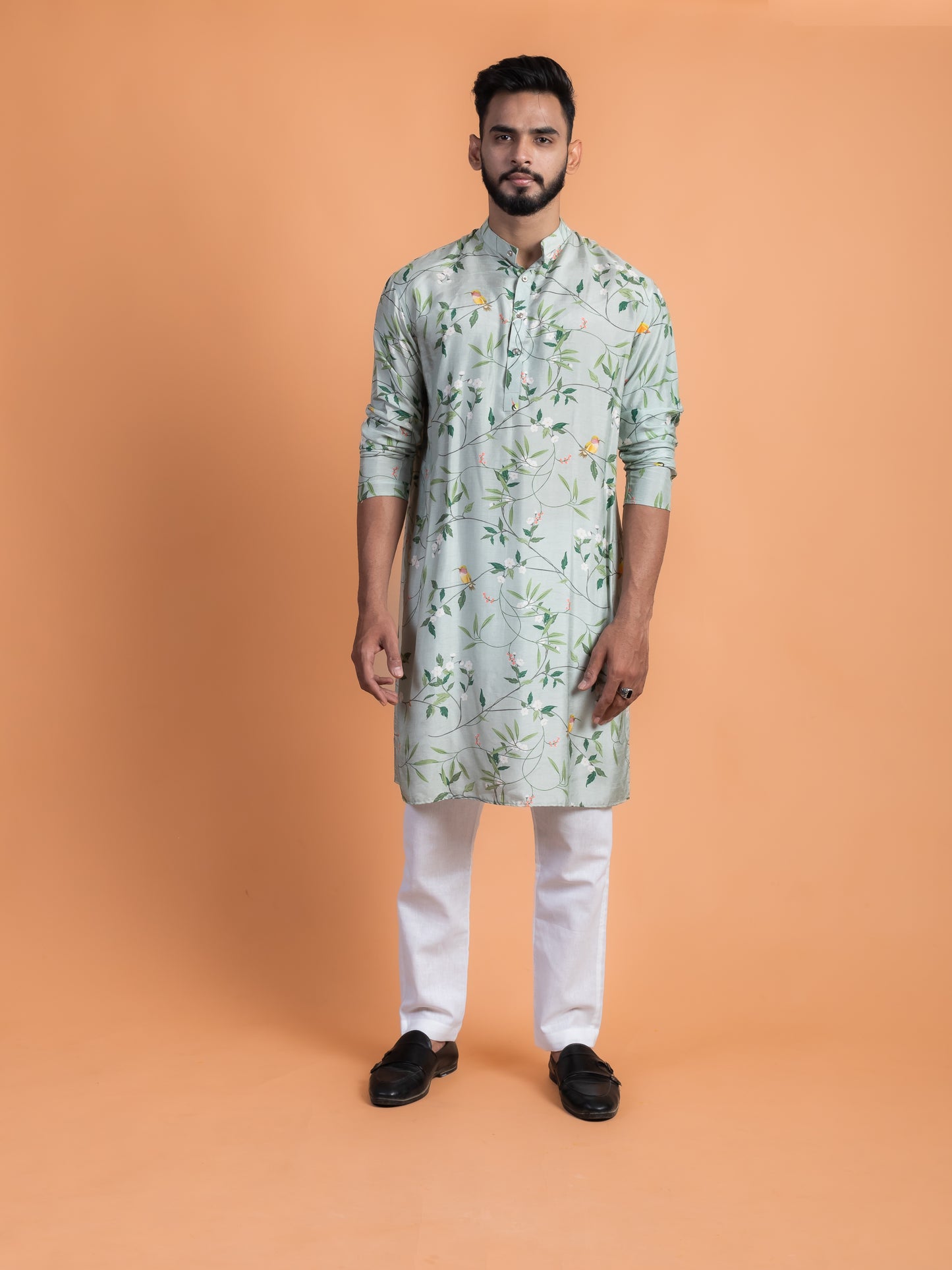 Birds and branches print kurta