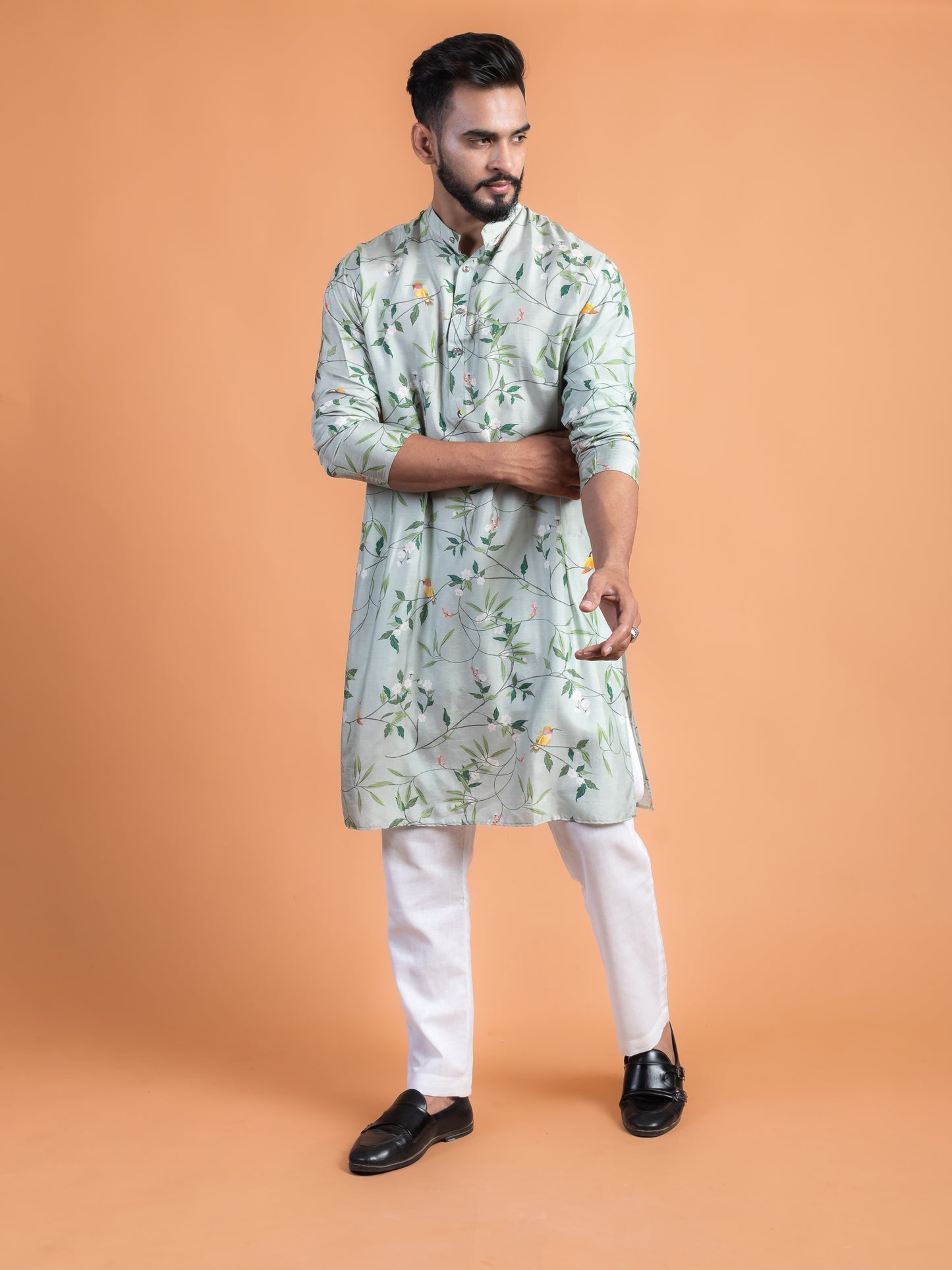 Birds and branches print kurta