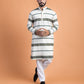 Green and white woven kurta