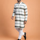 Green and white woven kurta