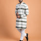 Green and white woven kurta