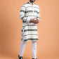 Green and white woven kurta