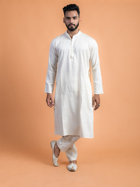 Off white silk kurta set