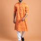 Orange bandhej kurta