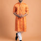 Orange bandhej kurta