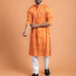 Orange bandhej kurta