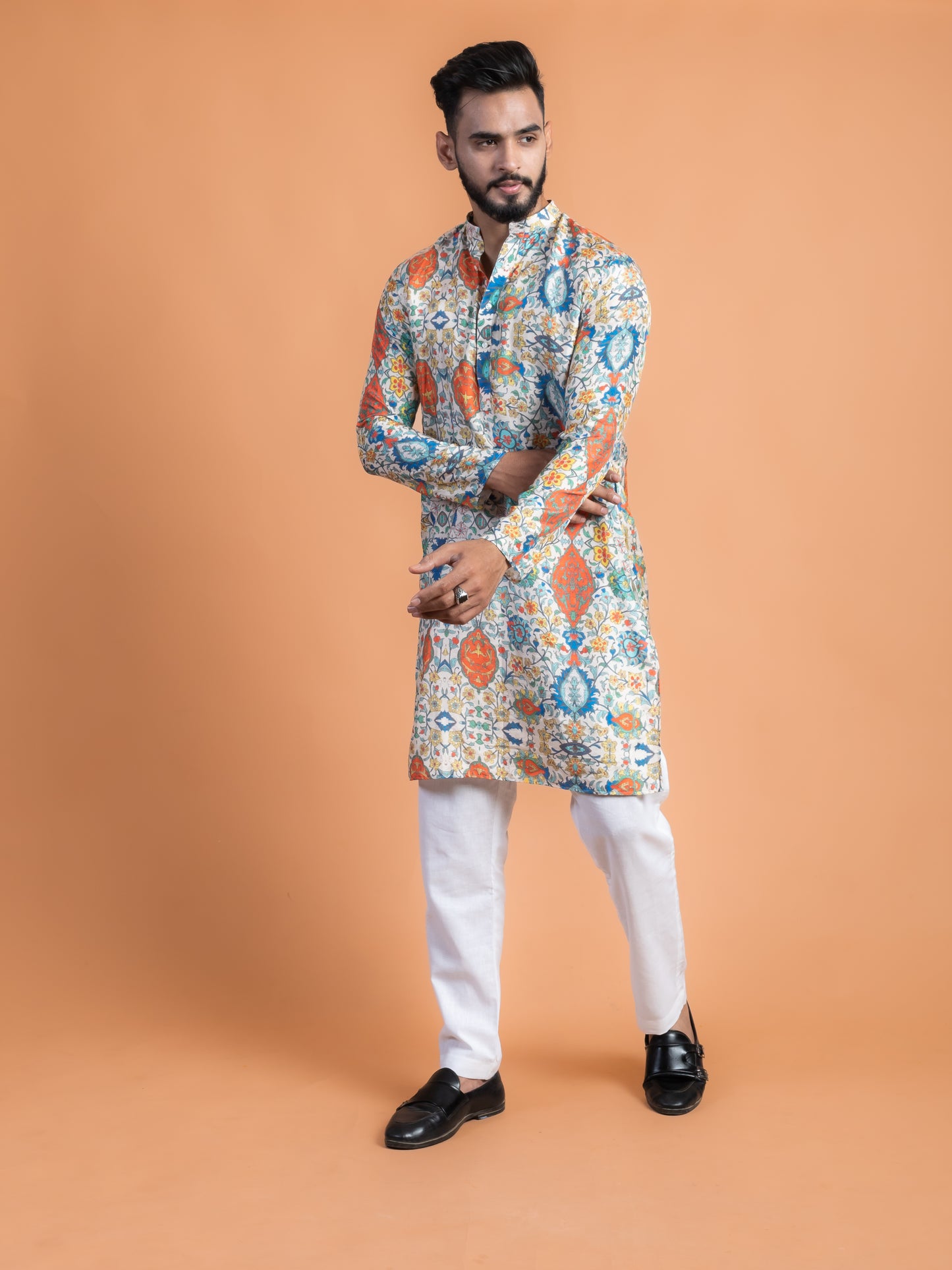 Vintage silk printed kurta