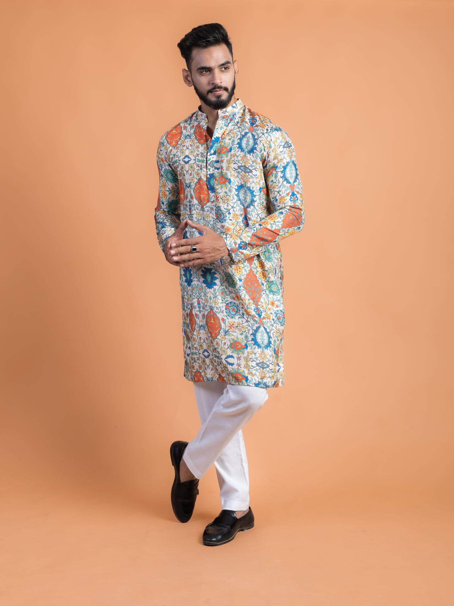 Vintage silk printed kurta