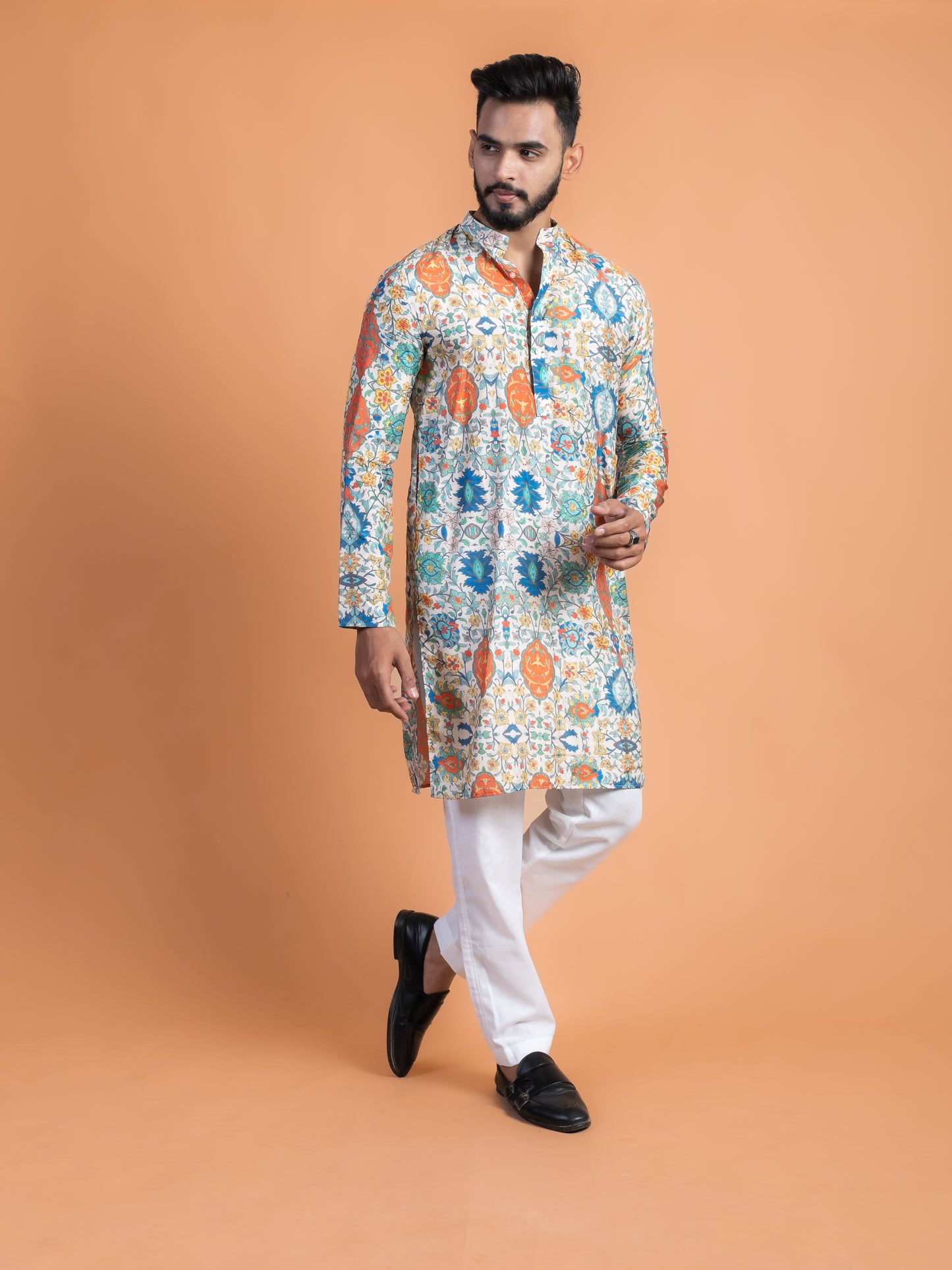 Vintage silk printed kurta