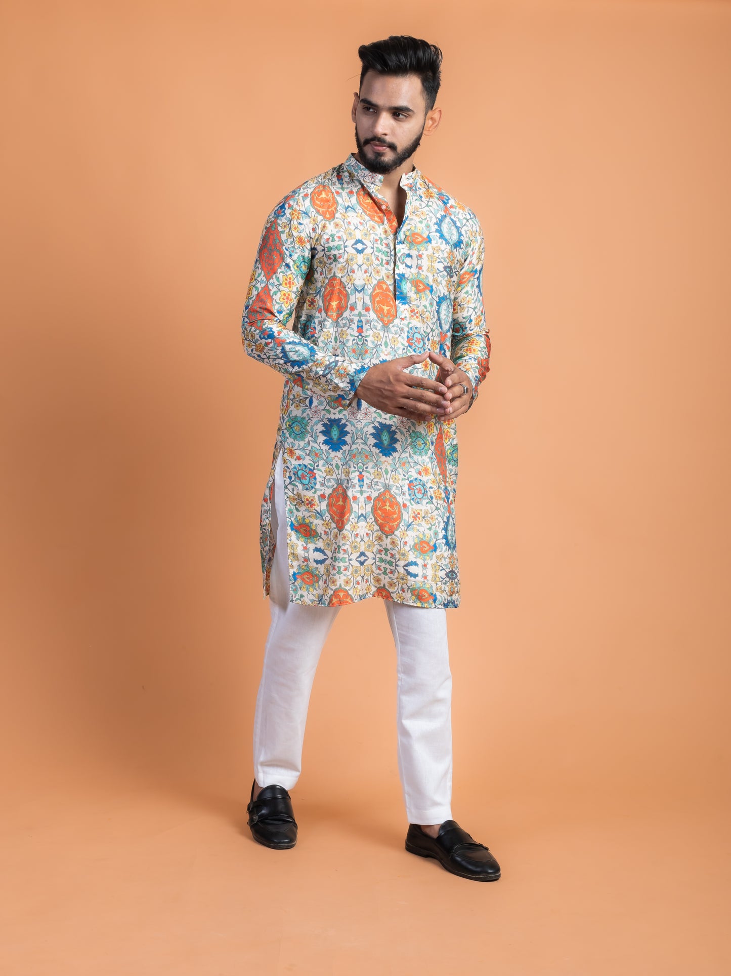 Vintage silk printed kurta