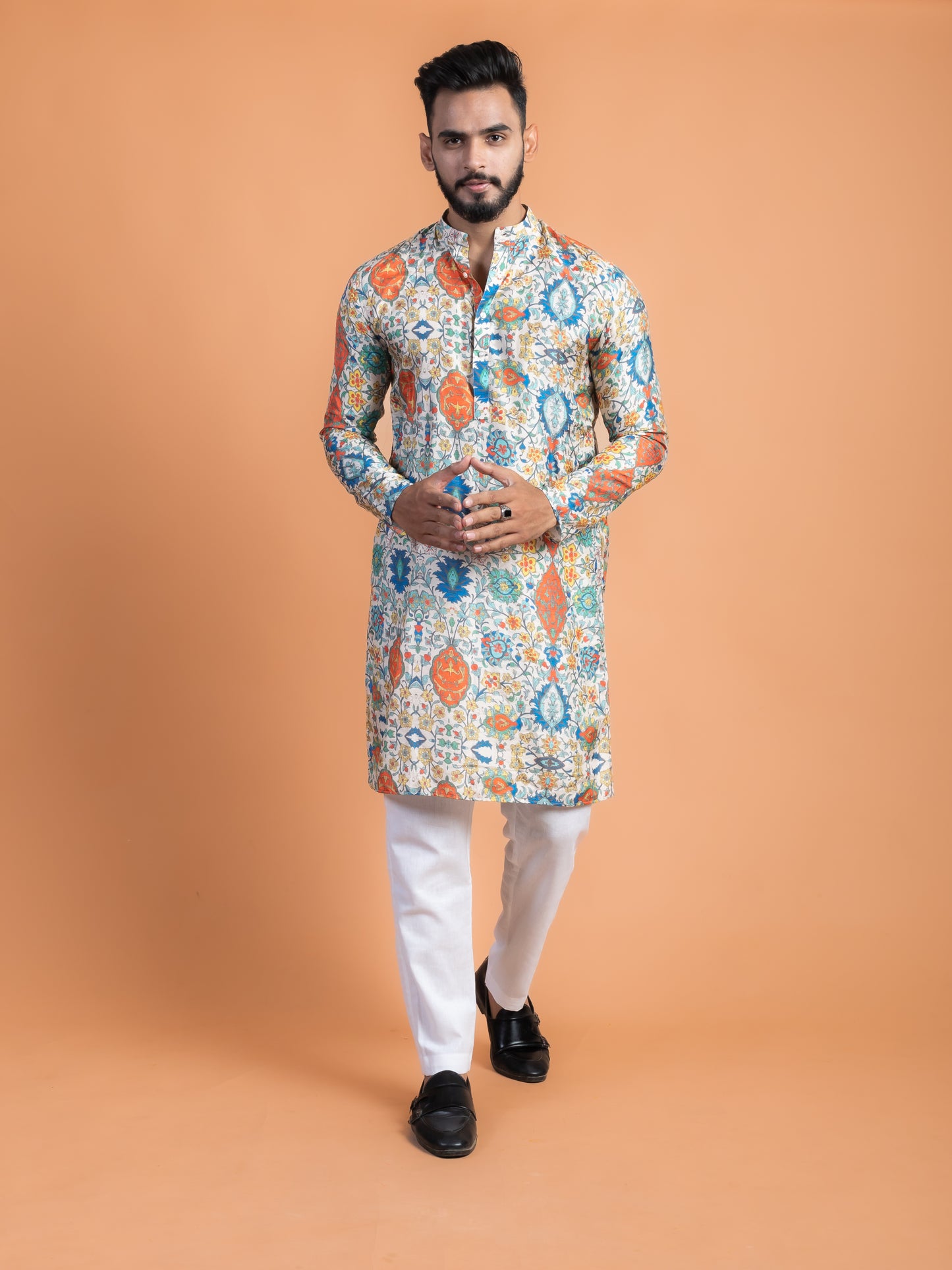 Vintage silk printed kurta