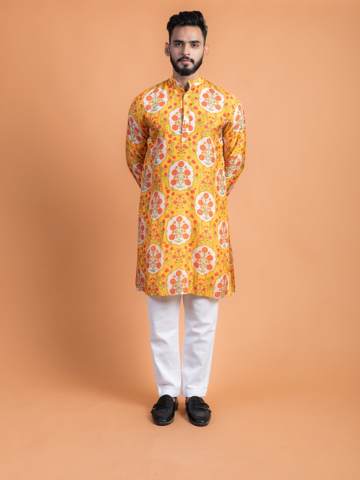 Yellow floral kurta