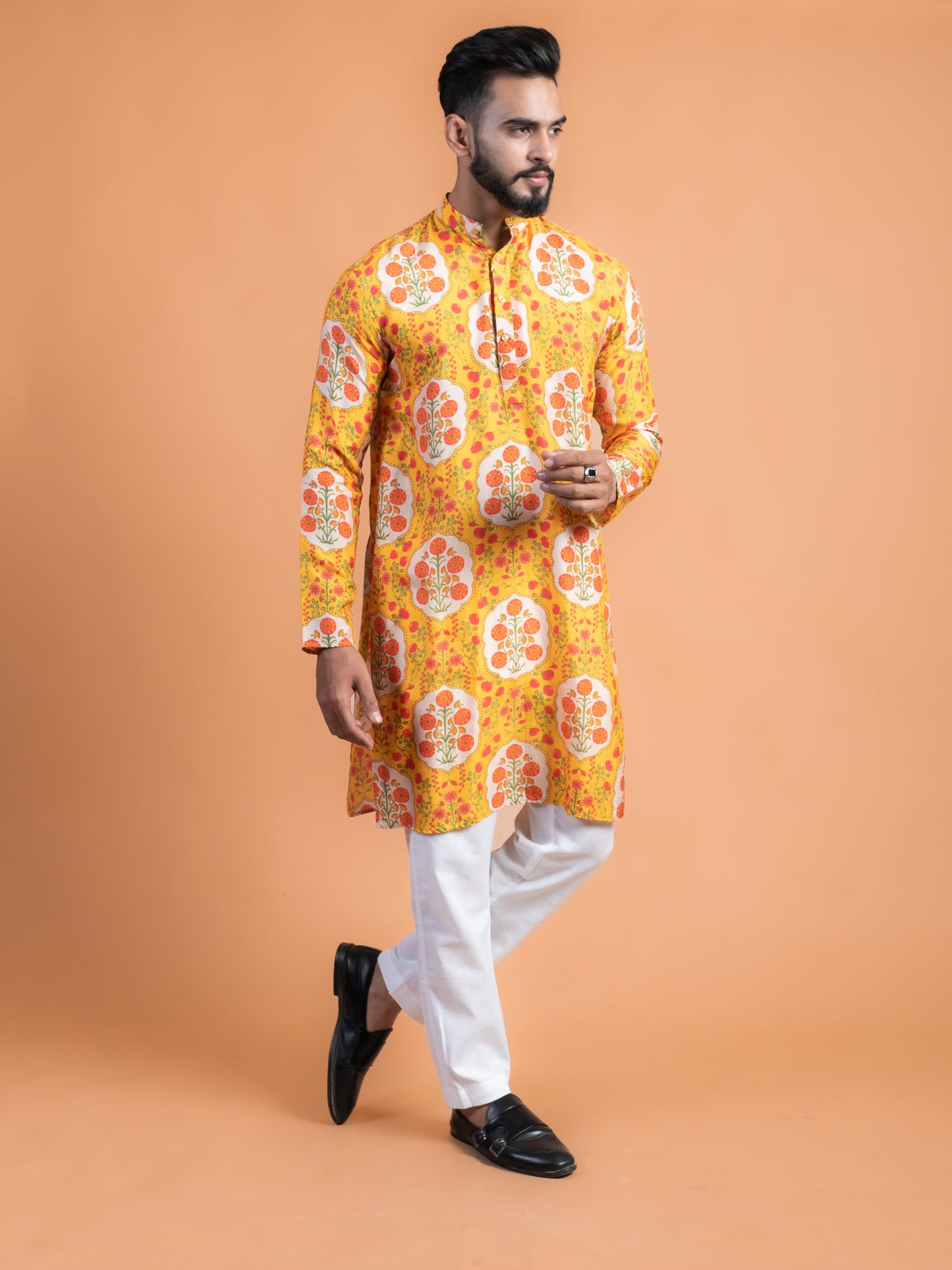 Yellow floral kurta