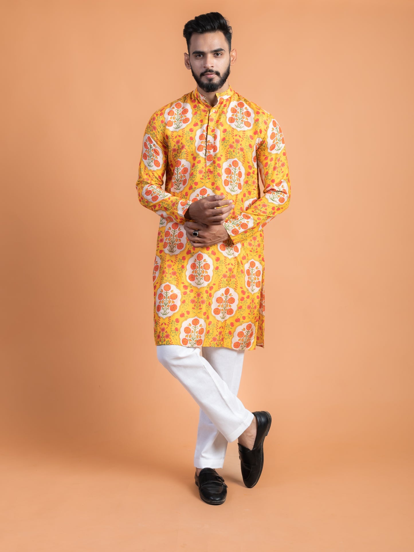 Yellow floral kurta