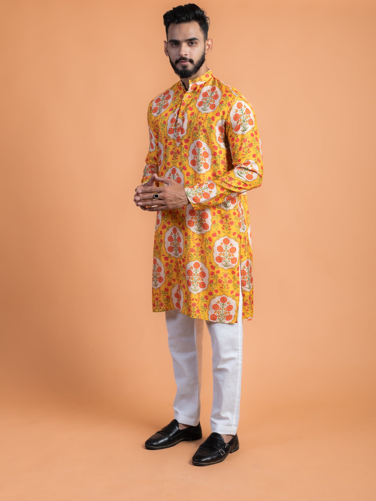 Yellow floral kurta