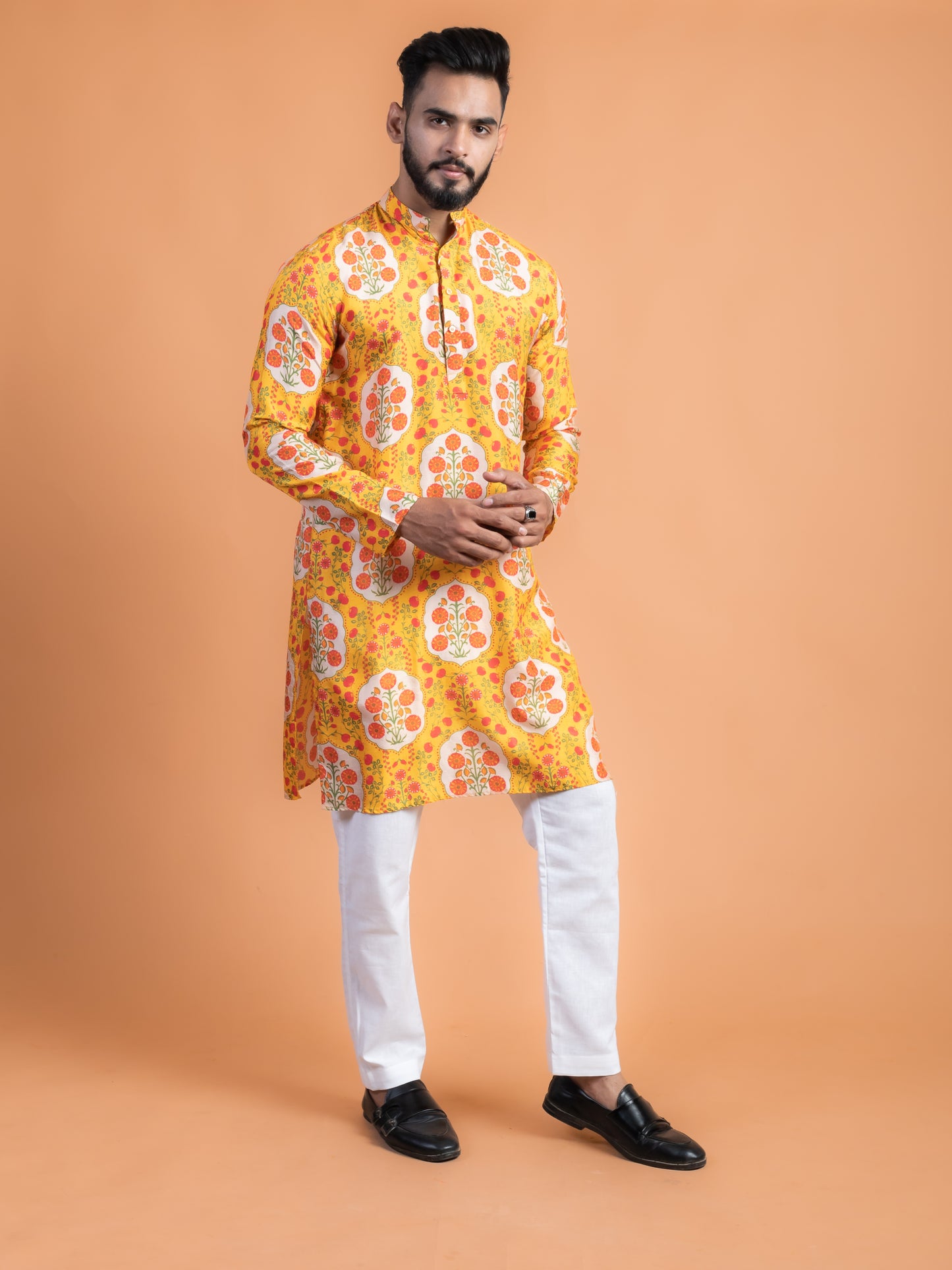 Yellow floral kurta