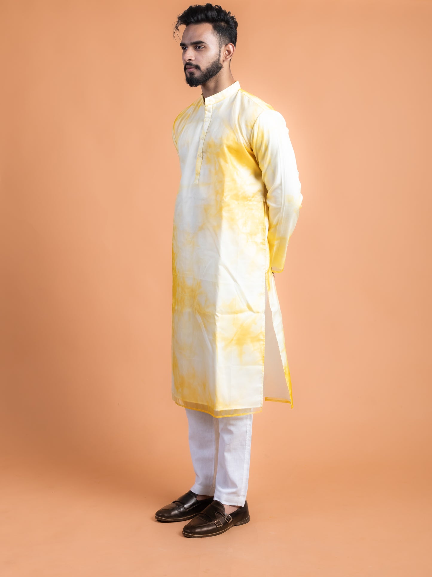 Yellow shibori kurta