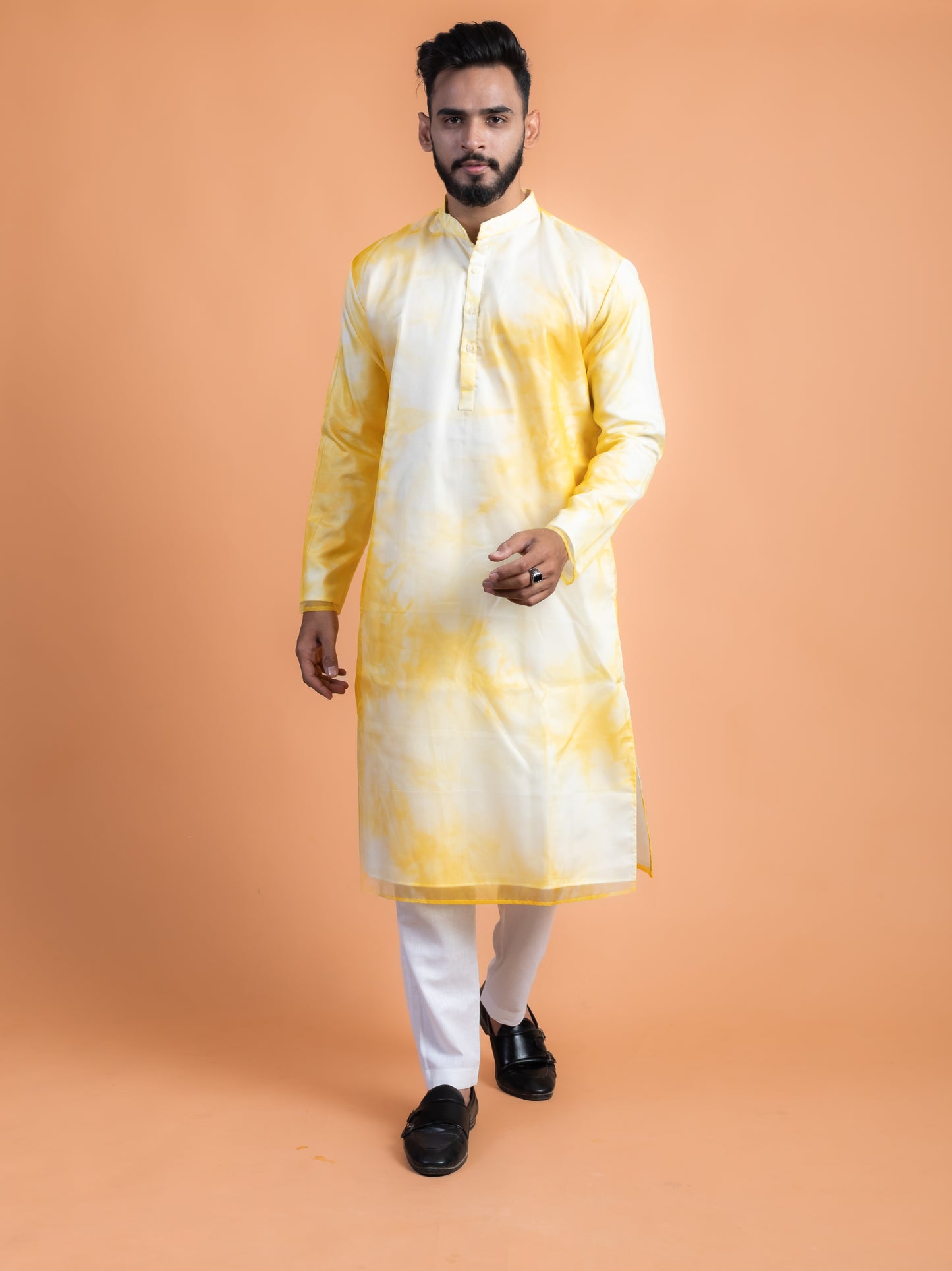 Yellow shibori kurta