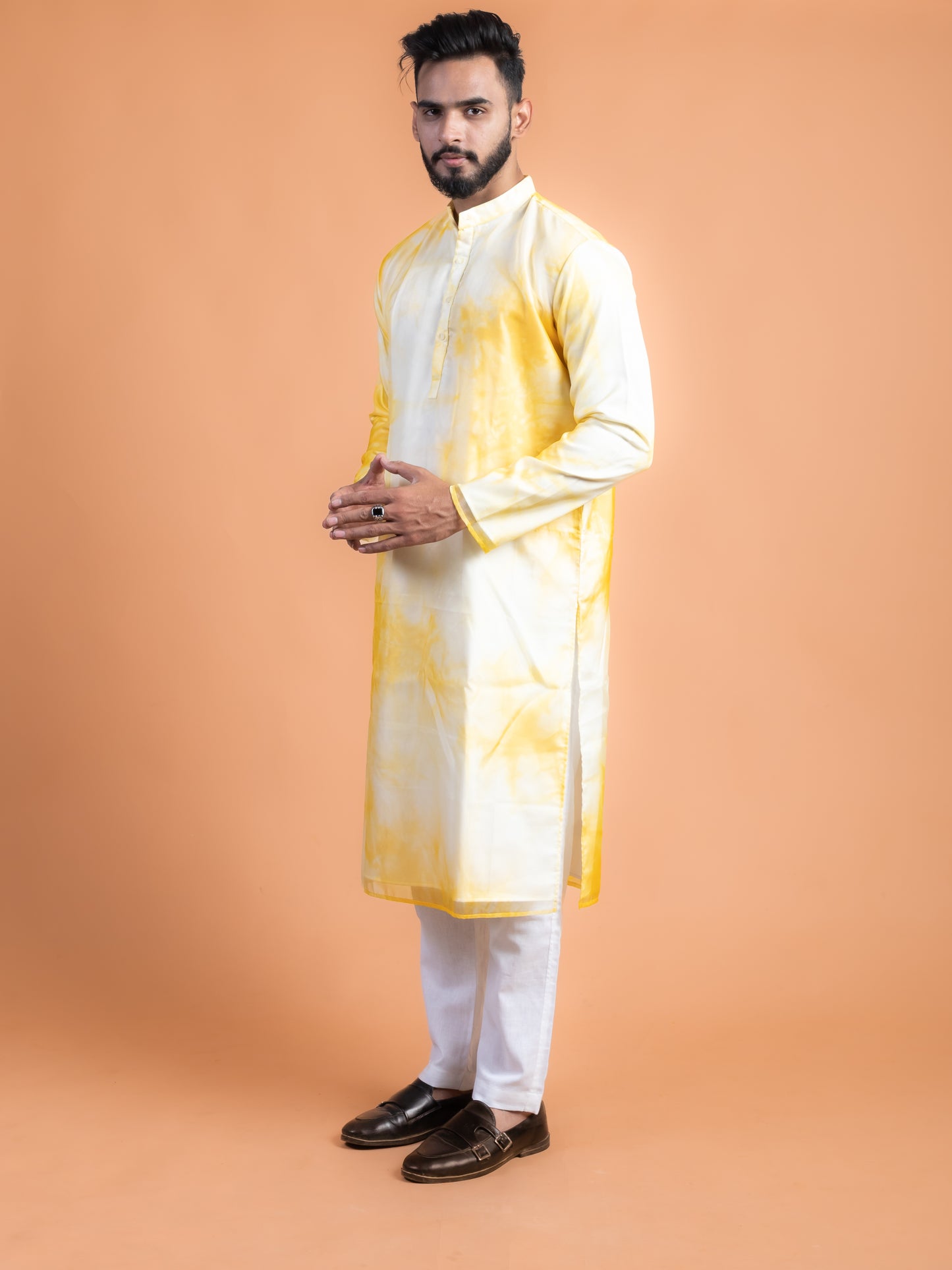 Yellow shibori kurta